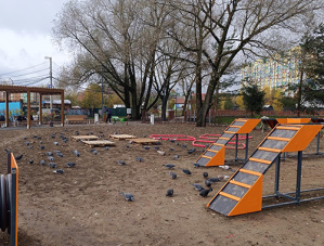 В парке Защитников Москвы в Лобне обустраивают современную площадку для выгула собак
