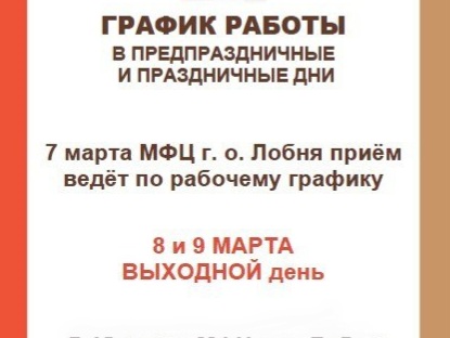 МФЦ городского округа Лобня информирует о графике работы