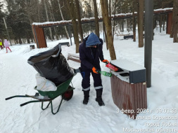 В Лобне очищают от снега общественные территории