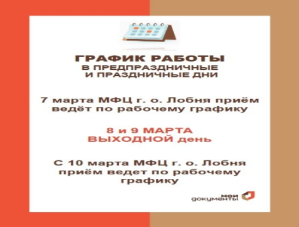 МФЦ городского округа Лобня информирует о графике работы